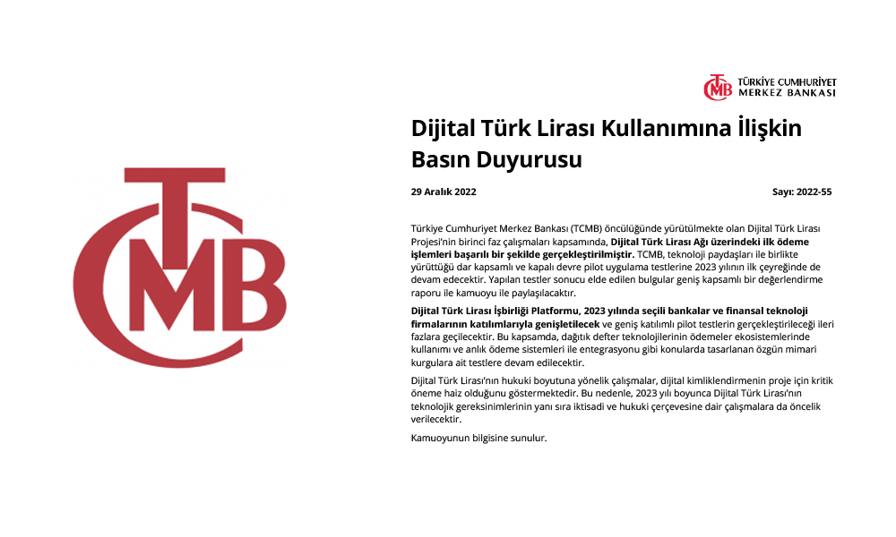 Dijital Türk Lirası Ağı üzerindeki ilk ödeme işlemleri başarılı bir şekilde gerçekleştirildi