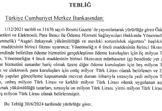 TCMB ödeme ve elektronik para kuruluşlarında asgari özkaynak yükümlülüğünü yeniden belirledi